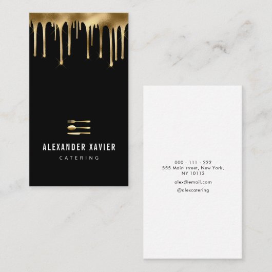 carte de visite de restauration moderne à feuille (Devant / Derrière)