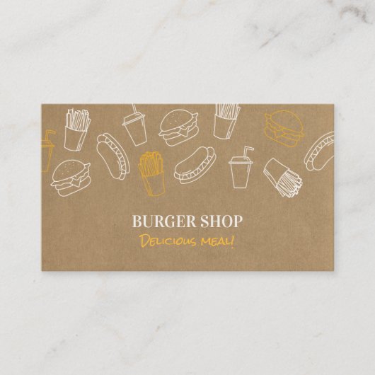 Carte de visite de restauration rapide Burger (Devant)