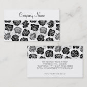 Carte de visite de roses noir et blanc chic (Devant / Derrière)