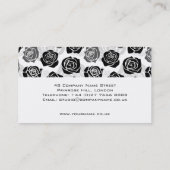 Carte de visite de roses noir et blanc chic (Dos)