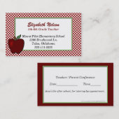 Carte de visite de rouge et de professeur vérifié (Devant / Derrière)
