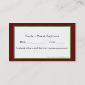 Carte de visite de rouge et de professeur vérifié (Dos)