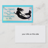 carte de visite de sable et de sirène de mer (Devant / Derrière)