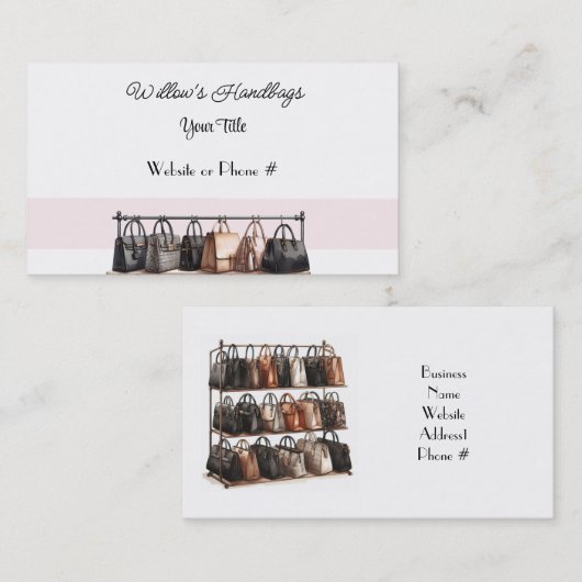 Carte de visite de sacs à main Designer (Devant / Derrière)