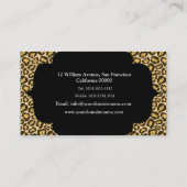 Carte de visite de safari d'impression de guépard (Dos)