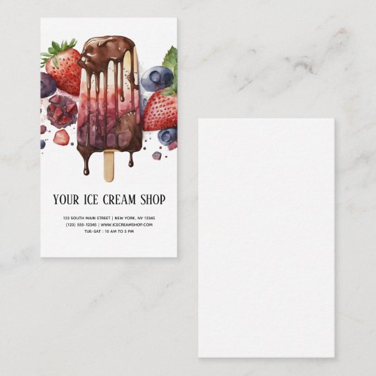 Carte de visite de salle de crème glacée (Devant / Derrière)