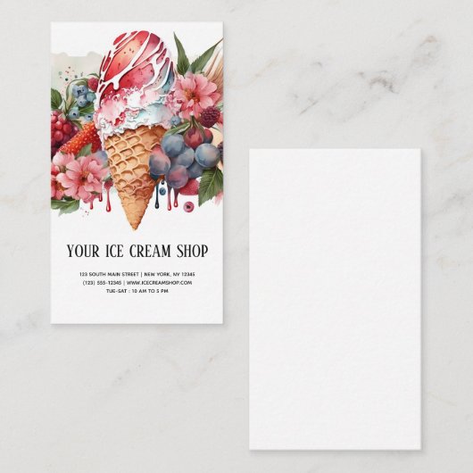 Carte de visite de salle de crème glacée (Devant / Derrière)