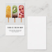 Carte de visite de salle de crème glacée (Devant / Derrière)