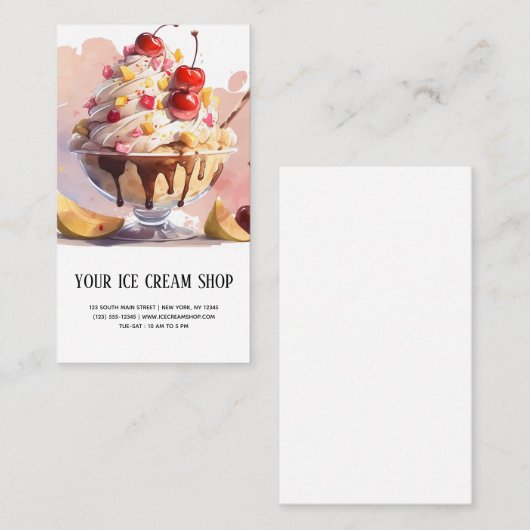 Carte de visite de salle de crème glacée (Devant / Derrière)