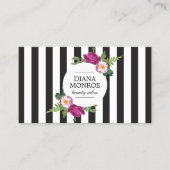 Carte de visite de Salon à rayures florales modern (Devant)