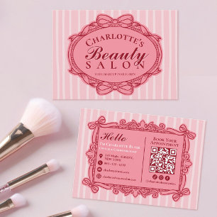 Carte de visite de salon de beauté à cadre à ruban