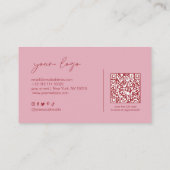 Carte de visite de salon de beauté rose blush (Dos)