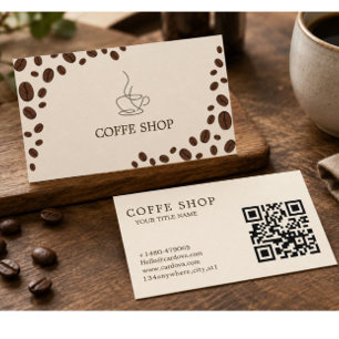 Carte de visite de salon de café minimaliste avec