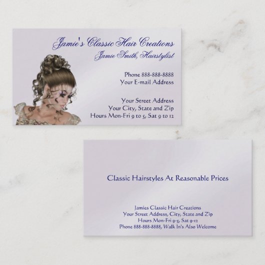 Carte de visite de salon de coiffure de beauté (Devant / Derrière)