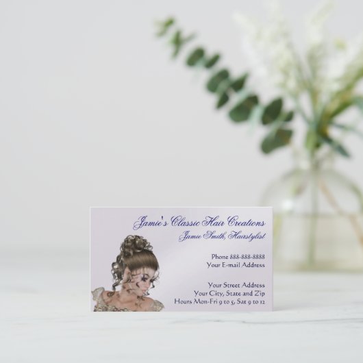 Carte de visite de salon de coiffure de beauté (Debout devant)
