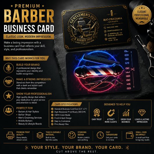 Carte de visite de salon de coiffure Premium | Néo