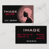 Carte de visite de salon de coiffure rouge rose no (Devant / Derrière)