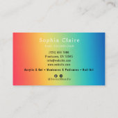 Carte de visite de salon de manucure à dégradé mod (Dos)