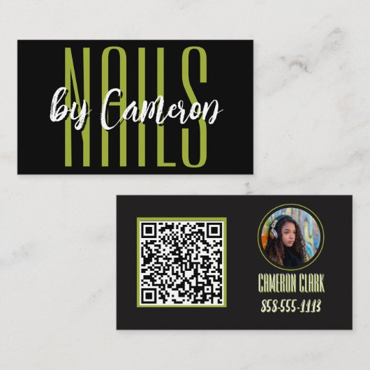 Carte de visite de salon de manucure Bold Green Ph (Devant / Derrière)