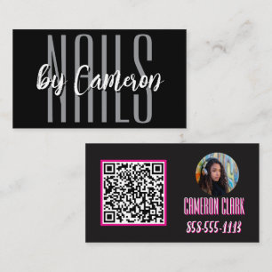 Carte de visite de salon de manucure Bold Pink Pho
