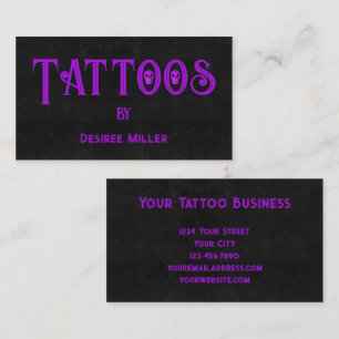 Carte de visite de salon de tatouage girly violet