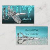Carte de visite de salon Turquoise Drips Silver Gl (Devant / Derrière)