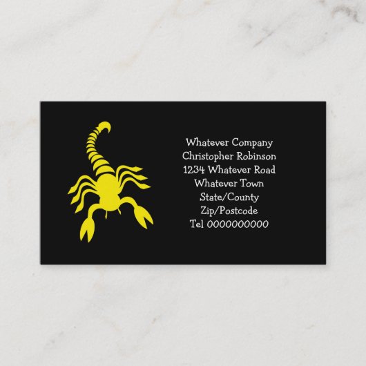 Carte de visite de scorpion jaune (Devant)