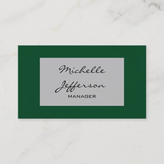 Carte de visite de script de Motif Gris Vert Forêt (Devant)