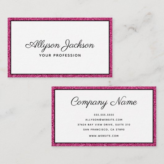 Carte de visite de script de Parties scintillant H (Devant / Derrière)