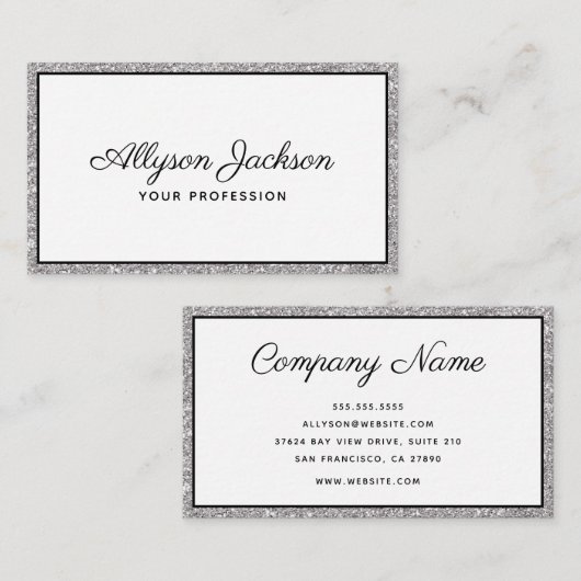 Carte de visite de script de Parties scintillant S (Devant / Derrière)