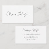 Carte de visite de script de signature | Noir blan (Devant / Derrière)