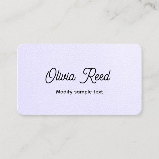 Carte de visite de script en cuir de lavande migno (Devant)