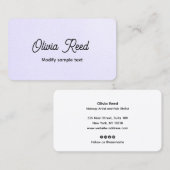 Carte de visite de script en cuir de lavande migno (Devant / Derrière)