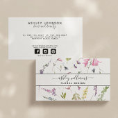 Carte de visite de script Fleur sauvage Pastel