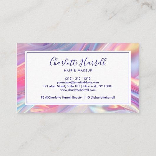 Carte de visite de script holographique moderne (Dos)