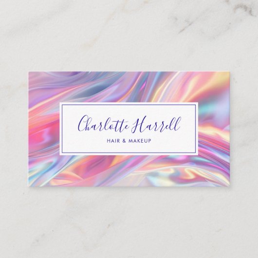 Carte de visite de script holographique moderne (Devant)