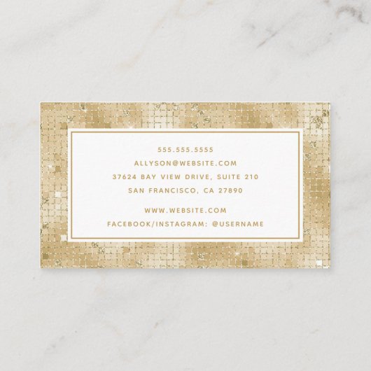 Carte de visite de script holographique or (Dos)