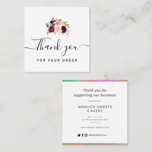 carte de visite de script Merci (Devant / Derrière)