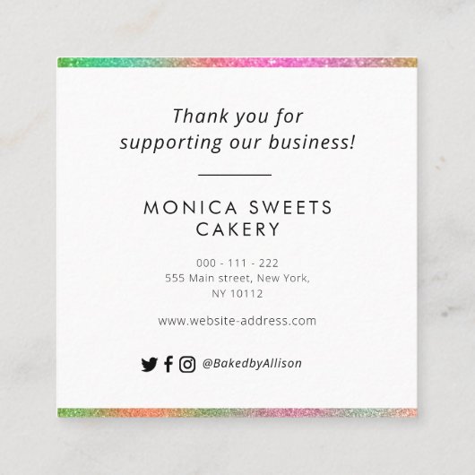 carte de visite de script Merci (Dos)