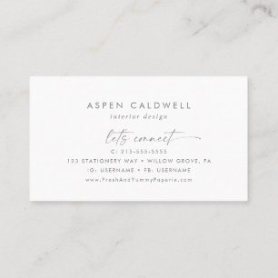 Carte de visite de script moderne Silver