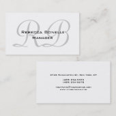 Carte de visite de script noir blanc gris (Devant / Derrière)