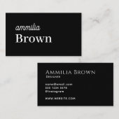 Carte de visite de script noir | Minimal moderne (Devant / Derrière)