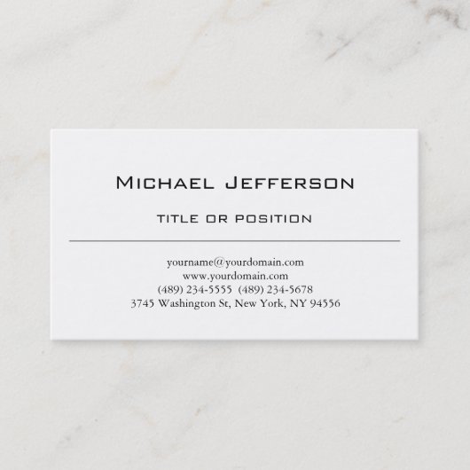 Carte de visite de script simple en noir et blanc (Devant)