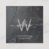 Carte de visite de script stylé en pierre gris cha (Devant)