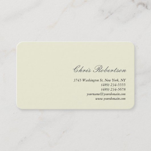 Carte de visite de script tendance Beige Round Cor (Devant)