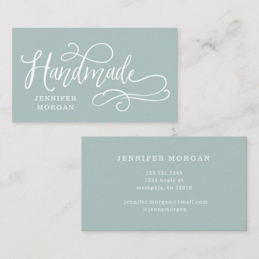 carte de visite de script whimsical fait main (Devant / Derrière)