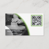 Carte de visite de sculpteur vert moderne (Devant)