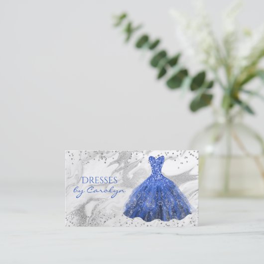 Carte de visite de Seamstress Blue Glittery (Debout devant)