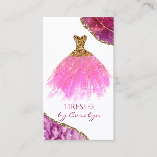 Carte de visite de seamstress rose et or (Devant)