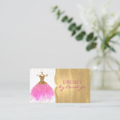 Carte de visite de seamstress rose et or (Debout devant)